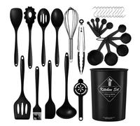 Ensemble d'ustensiles de cuisine en silicone résistant à la chaleur - Outils de cuisine tout-en-un antidérapants avec cuillères, spatules et plus encore - Disponible en ensembles de 12/15/32 pièces