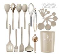 Ensemble d'ustensiles de cuisine en silicone résistant à la chaleur - Outils de cuisine tout-en-un antidérapants avec cuillères, spatules et plus encore - Disponible en ensembles de 12/15/32 pièces