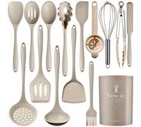 Ensemble d'ustensiles de cuisine en silicone résistant à la chaleur - Outils de cuisine tout-en-un antidérapants avec cuillères, spatules et plus encore - Disponible en ensembles de 12/15/32 pièces