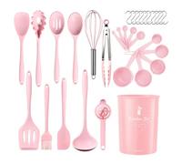 Ensemble d'ustensiles de cuisine en silicone résistant à la chaleur - Outils de cuisine tout-en-un antidérapants avec cuillères, spatules et plus encore - Disponible en ensembles de 12/15/32 pièces