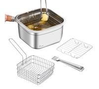 Ensemble D'ustensiles De Cuisine - Pot De Friteuse De Randonnée, Kit De Panier De Cuisson En Plein Air | Papier À Vapeur De Camping Compact 2500 Ml, Casserole De Cuisinier En Acier Inoxydable Avec Por