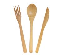 Ensemble d'ustensiles de cuisine r utilisables en bambou biologique BambooMN - Fourchette en bambou S