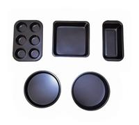 Ensemble D'ustensiles de Pâtisserie Noir Antiadhésif en Acier Carbone | Chauffe Rapide et Cuisson Uniforme, Surface Lisse Brillante, pour Pâte à Biscuits et Pains
