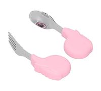 Ensemble d'ustensiles d'entraînement pour tout-petits, fourchette d'entraînement et ensemble de cuillères en acier inoxydable sans danger, non toxique avec fourchette pour enfants(rose, baleine)