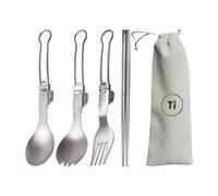 Ensemble d'Ustensiles Portatif,Kit de 4 Pièces en Titane Pliable Réutilisable pour Couverts | Ensemble de Couverts Pliables,Pour Famille Amis Étudiants Hommes Femmes Usage Extérieur Repas Quotidien et