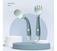 Ensemble D'Ustensiles Pour Enfant, Cuillère En Silicone, Pour Nourriture Auxiliaire, Bébé, Tout-Petit, Apprendre À Manger, Formation, Fourchette Souple Pliable, Vaisselle