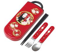 Ensemble d'ustensiles sans visage - Comprend fourchette, cuillère, baguettes et étui de transport - Design japonais authentique - Durable, passe au lave-vaisselle - Rouge foncé