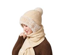 Ensemble écharpe à capuche en tricot solide 2 en 1, bonnet melon d'hiver, bonnet tricoté chaud et épais, ensemble d'écharpe, bonnet de sport, ensemble d'écharpes pour femme