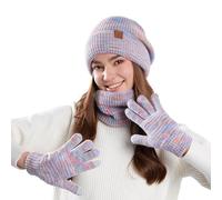 Ensemble Echarpe Bonnet Gants un Coffret Cadeau Hiver Écharpe Chaud Femme pour Noel