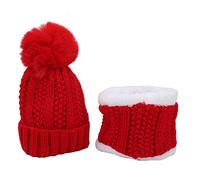 Ensemble Écharpe de Chapeau Tricoté pour Bébé, Écharpe de Chapeau en Laine pour Garder Au Chaud, Bonnet Épais pour Enfants pour Filles et Garçons, Utilisation en Automne(21cm-Rouge)