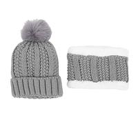 Ensemble Écharpe de Chapeau Tricoté pour Bébé, Écharpe de Chapeau en Laine pour Garder Au Chaud, Bonnet Épais pour Enfants pour Filles et Garçons, Utilisation en Automne(21cm-Gris)