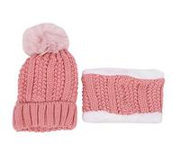 Ensemble Écharpe de Chapeau Tricoté pour Bébé, Écharpe de Chapeau en Laine pour Garder Au Chaud, Bonnet Épais pour Enfants pour Filles et Garçons, Utilisation en Automne(21cm-Rose)