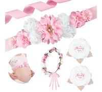 Ensemble écharpe de maternité flocon de neige et épingle de corsage pour future maman pour futur papa pour l'hiver, fête prénatale, révélation du sexe, cadeau de grossesse, accessoires photo (rose)