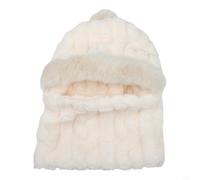 Ensemble écharpe et chapeau thermique coupe-vent pour femme avec tissu tricoté en peluche pour activités de plein air, cyclisme, protection contre le froid (taille unique, blanc)