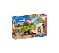 Ensemble écurie PLAYMOBIL I Love Horses 72131 avec maréchal-ferrant, 1 cheval et forge électrique lumineuse Crème/jaune