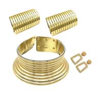 Ensemble élégant collier doré inspiré du long cou tribu tendance ethnique collier ras du cou et pendentif d'oreille pour les amateurs de mode design unique