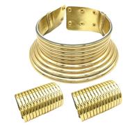 Ensemble élégant collier doré inspiré du long cou tribu tendance ethnique collier ras du cou et pendentif d'oreille pour les amateurs de mode acrylique