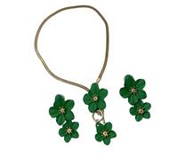 Ensemble élégant collier floral et boucles d'oreilles en alliage léger parfait pour les fêtes de vacances à porter au quotidien élégant pendentif fleur bijou, taille unique, Comme décrit, Comme décrit
