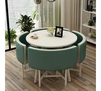 Ensemble élégant comprenant une table ronde et 4 chaises avec assises en tissu simili cuir. Peu encombrant, idéal pour les comptoirs de cuisine, les espaces d'accueil dans les bureaux, les cafés Teal