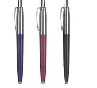 Ensemble Élégant De 3 Stylos À Bille Avec Finition Chromée - Rouge, Bleu, Noir - Recharge À Pointe Fine - Acier Inoxydable Durable - Design Rétractable