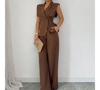 Ensemble élégant et chic pour femmes composé d'un chemisier sans manches et d'un pantalon long à taille élastique. Tenue de travail décontractée, convenant pour les vacances, le thé de l'après-midi et