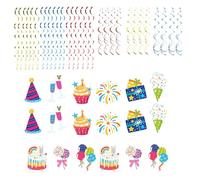 Ensemble élégant pour fête d'anniversaire comprenant des bannières « Happy Birthday », un tire-bouchon et des pendentifs tourbillons pour les ambiances de fête