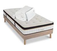 Ensemble Emeraude 90x200 cm + sommier bois + accessoires - Mousse mémoire - Ép. 24 cm G