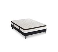 Ensemble Emeraude 90x200 cm + sommier bois noir - Mousse mémoire - Ep. 24 cm