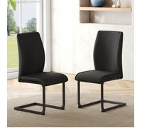 Ensemble en 2 pièces de chaises de salle à manger en PU noir : jambes en métal noir, design ergonomique, confort et esthétique en
