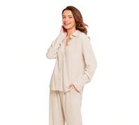 Ensemble en lin pour femme, chemise taille haute et pantalon long, coupe droite, tissu frais et léger, style décontracté élégant ✅Livraison en 3-5 jours Découvrez la fraîcheur et l'élégance naturelle