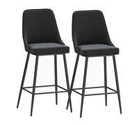 Ensemble en métal de 2 tabourets de Bar avec Dossier de Fond en Velours Haut de Bar à Tabouret métallique Farmhouse Island chaises de Petit déjeuner tabourets pour la Salle à Manger de pub de Cuisine