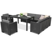 Ensemble en résine tressée avec canapé d'angle Colorado Comida Max 9 Bica anthracite