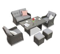 Ensemble en résine tressée Toledo Apetito 4 anthracite avec pouf Garden Point