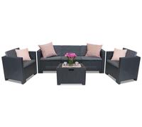 Ensemble en technorotin avec un grand canapé Colorado Coffee Box 5 anthracite avec une commode Bica