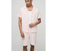 Ensemble en tissu gaufré avec chemise rayée et short homme - ecru - S, ecru