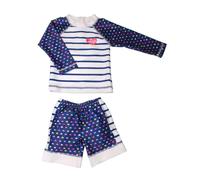 Ensemble enfant anti-uv : cœurs marine / blanc 3A