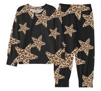 Ensemble Enfant Fille 2-10 Ans Quatre Saisons Ensembles De Pyjama Fille Cchic La Mode DéContracté Costume Pantalon à Manches Longues Ample Maison Confortable Impression Mignon (Black, 3-4 Ans)