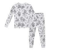 Ensemble Enfant Fille NoëL 2-10 Ans Quatre Saisons Ensembles De Pyjama Fille Ample La Mode DéContracté Maison Costume Pantalon à Manches Longues Mignon Impression Bonhomme De Neige (White, 5-6 Ans)