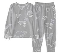 Ensemble Enfant Fille Quatre Saisons 2-10 Ans Ensembles De Pyjama Fille La Mode Cchic DéContracté Costume Pantalon à Manches Longues Ample Mignon Maison Confortable Impression (Grey, 9-10 Ans)