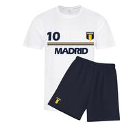 Ensemble Enfant Foot - Style Madrid - Tee-Shirt Blanc Et Short Bleu
