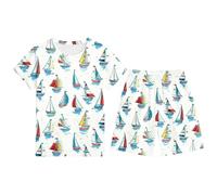 Ensemble Enfant Garcon 3-13 Ans Ensemble Short Tee Shirt Garcon Dessins Animés Imprimés T-Shirts à Manches Courtes+Shorts et Bermudas Pyjama Short Enfant Respirant et Confortable (White, 5-6 Years)