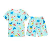 Ensemble Enfant Garcon 3-13 Ans Ensemble Short Tee Shirt Garcon Dessins Animés Imprimés T-Shirts à Manches Courtes+Shorts et Bermudas Pyjama Short Enfant Respirant et (Light Blue, 3-4 Years)