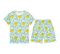Ensemble Enfant Garcon 3-13 Ans Ensemble Short Tee Shirt Garcon Dessins Animés Imprimés T-Shirts à Manches Courtes+Shorts et Bermudas Pyjama Short Enfant Respirant et (Light Blue, 12-13 Years)