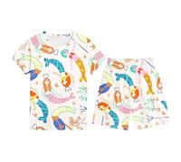 Ensemble Enfant Garcon 3-13 Ans Ensemble Short Tee Shirt Garcon Dessins Animés Imprimés T-Shirts à Manches Courtes+Shorts et Bermudas Pyjama Short Enfant Respirant et Confortable (Beige, 12-13 Years)