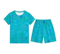 Ensemble Enfant Garcon 3-13 Ans Ensemble Short Tee Shirt Garcon Dessins Animés Imprimés T-Shirts à Manches Courtes+Shorts et Bermudas Pyjama Short Enfant Respirant et (Sky Blue, 5-6 Years)
