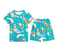 Ensemble Enfant Garcon 3-13 Ans Ensemble Short Tee Shirt Garcon Dessins Animés Imprimés T-Shirts à Manches Courtes+Shorts et Bermudas Pyjama Short Enfant Respirant et Confortable (Blue, 5-6 Years)