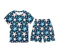 Ensemble Enfant Garcon 3-13 Ans Ensemble Short Tee Shirt Garcon Dessins Animés Imprimés T-Shirts à Manches Courtes+Shorts et Bermudas Pyjama Short Enfant Respirant et (Dark Blue, 12-13 Years)