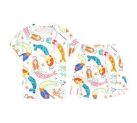 Ensemble Enfant Garcon 3-13 Ans Ensemble Short Tee Shirt Garcon Dessins Animés Imprimés T-Shirts à Manches Courtes+Shorts et Bermudas Pyjama Short Enfant Respirant et Confortable (White, 12-13 Years)