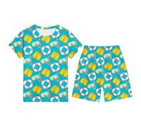 Ensemble Enfant Garcon 3-13 Ans Ensemble Short Tee Shirt Garcon Dessins Animés Imprimés T-Shirts à Manches Courtes+Shorts et Bermudas Pyjama Short Enfant Respirant et Confortable (Sky Blue, 160)