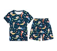 Ensemble Enfant Garcon 3-13 Ans Ensemble Short Tee Shirt Garcon Dessins Animés Imprimés T-Shirts à Manches Courtes+Shorts et Bermudas Pyjama Short Enfant Respirant et (Dark Blue, 10-11 Years)